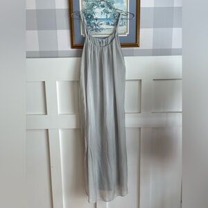 Italian Light Grey Maxi Slip Dress with Spaghetti Straps XS